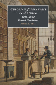 Couverture de l’ouvrage European Literatures in Britain, 1815–1832: Romantic Translations
