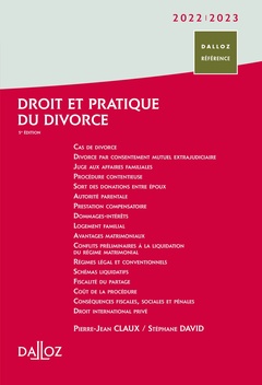 Couverture de l’ouvrage Droit et pratique du divorce 2022/2023. 5e éd.