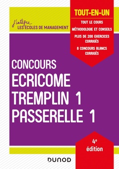 Couverture de l’ouvrage Concours Écricome Tremplin 1 et Passerelle 1 - 4e éd. - Tout-en-un