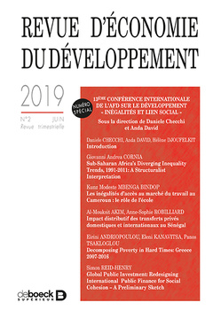 Couverture de l’ouvrage Revue d'économie du développement 2019/2 - 13e Conférence internationale de l'AFD sur le développeme