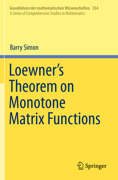 Couverture de l’ouvrage Loewner's Theorem on Monotone Matrix Functions