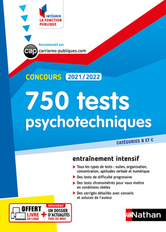 Couverture de l’ouvrage 750 tests psychotechniques - Concours 2021/2022 - Catégories B et C N°43 (IFP) - 2021