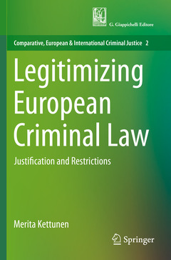 Couverture de l’ouvrage Legitimizing European Criminal Law