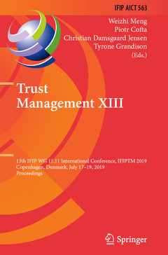 Couverture de l’ouvrage Trust Management XIII