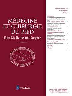 Couverture de l’ouvrage Médecine et chirurgie du pied Vol. 36 N° 3 - Septembre 2020