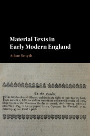 Couverture de l’ouvrage Material Texts in Early Modern England