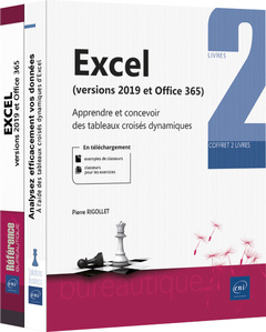 Couverture de l’ouvrage Excel (versions 2019 et Microsoft 365) - Coffret de 2 livres : Apprendre et concevoir des tableaux c