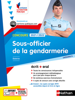 Couverture de l’ouvrage Concours Sous-officier de la gendarmerie 2021/2022- Cat B N°23 (Intégrer fonction publique) 2020