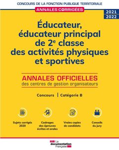 Couverture de l’ouvrage Educateur, éducateur principal de 2e classe des activités physiques et sportives 2021-2022