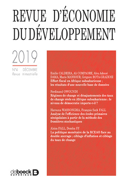 Couverture de l’ouvrage Revue d'économie du développement 2019/4