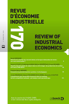 Couverture de l’ouvrage Revue d'économie industrielle 2020/2 - 170 - Varia