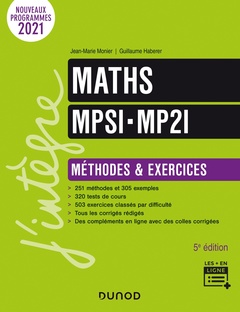 Couverture de l’ouvrage Maths MPSI-MP2I - Méthodes et Exercices - 5e éd.