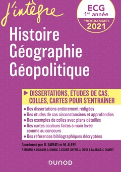Couverture de l’ouvrage ECG 1re année - Histoire Géographie Géopolitique - 2021