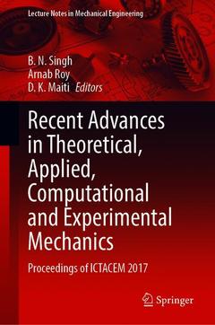Couverture de l’ouvrage Recent Advances in Theoretical, Applied, Computational and Experimental Mechanics