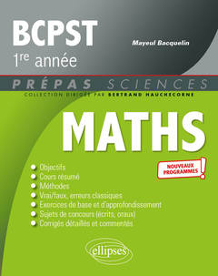 Couverture de l’ouvrage Mathématiques BCPST 1re année - Programme 2021