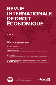 Cover of the book Revue internationale de droit économique 2020/2 - Varia
