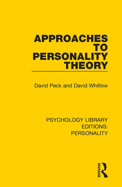Couverture de l’ouvrage Approaches to Personality Theory
