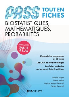 Couverture de l’ouvrage PASS Biostatistiques, Mathématiques, Probabilités - Tout en fiches