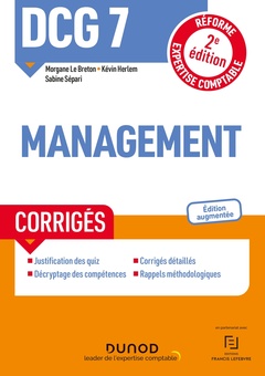 Cover of the book DCG 7 Management - Corrigés - 2e éd.