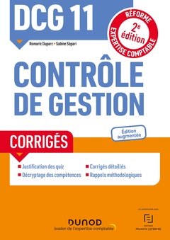 Cover of the book DCG 11 Contrôle de gestion - Corrigés - 2e éd.