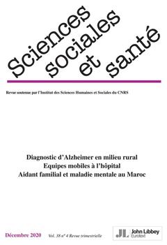 Couverture de l’ouvrage Revue Sciences Sociales et Santé. Vol. 38 - N°4 - Décembre 2020