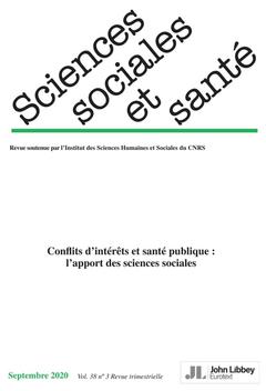 Couverture de l’ouvrage Revue Sciences Sociales et Santé. Vol. 38 - N°3-2020 (septembre 2020)