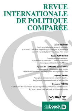 Cover of the book Revue internationale de politique comparée 2020/1