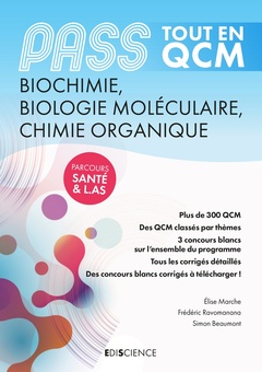 Couverture de l’ouvrage PASS Tout en QCM Biochimie, Biologie moléculaire, Chimie organique