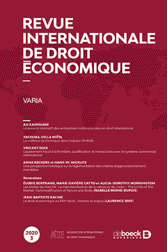 Couverture de l’ouvrage Revue internationale de droit économique 2020/3 - Varia