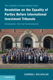 Cover of the book The Institute of International Law's Resolution on the Equality of Parties Before International Investment Tribunals