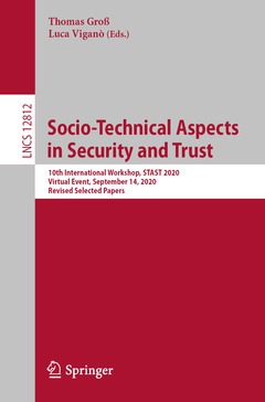 Couverture de l’ouvrage Socio-Technical Aspects in Security and Trust