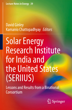Couverture de l’ouvrage Solar Energy Research Institute for India and the United States (SERIIUS)
