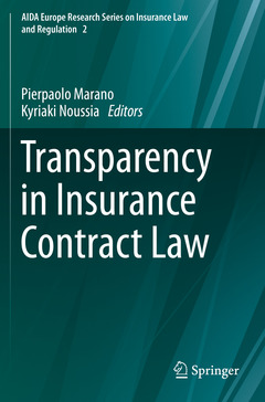Couverture de l’ouvrage Transparency in Insurance Contract Law