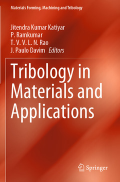 Couverture de l’ouvrage Tribology in Materials and Applications