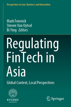 Couverture de l’ouvrage Regulating FinTech in Asia