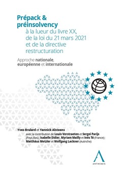 Cover of the book Prépack & pré-insolvency à la lueur du livre XX, de la loi du 21 mars 2021 et de la directive restructuration