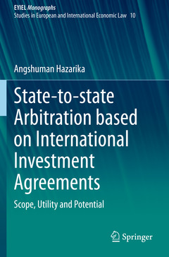 Couverture de l’ouvrage State-to-state Arbitration based on International Investment Agreements