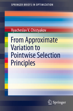 Couverture de l’ouvrage From Approximate Variation to Pointwise Selection Principles