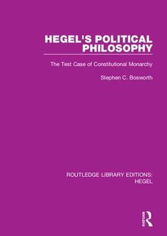 Couverture de l’ouvrage Hegel's Political Philosophy