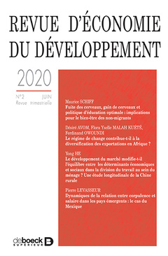 Couverture de l’ouvrage Revue d'économie du développement 2020/2