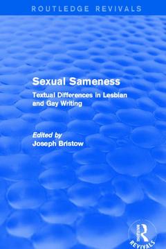 Couverture de l’ouvrage Sexual Sameness (Routledge Revivals)