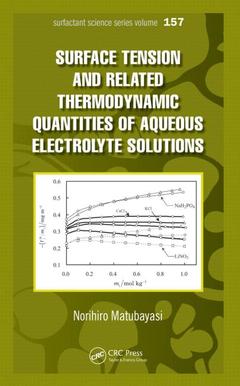 Couverture de l’ouvrage Surface Tension and Related Thermodynamic Quantities of Aqueous Electrolyte Solutions