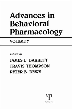 Couverture de l’ouvrage Advances in Behavioral Pharmacology