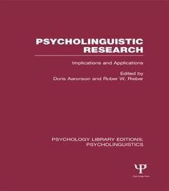 Couverture de l’ouvrage Psycholinguistic Research (PLE: Psycholinguistics)