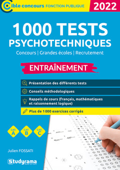 Couverture de l’ouvrage 1 000 tests psychotechniques  entrainement - edition 2022  categories a, b, c