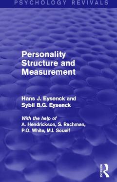 Couverture de l’ouvrage Personality Structure and Measurement (Psychology Revivals)