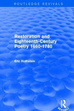 Couverture de l’ouvrage Restoration and Eighteenth-Century Poetry 1660-1780 (Routledge Revivals)