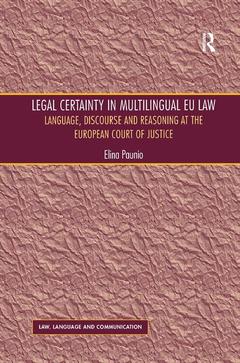 Couverture de l’ouvrage Legal Certainty in Multilingual EU Law