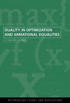 Couverture de l’ouvrage Duality in Optimization and Variational Inequalities