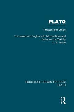 Couverture de l’ouvrage Plato: Timaeus and Critias (RLE: Plato)
